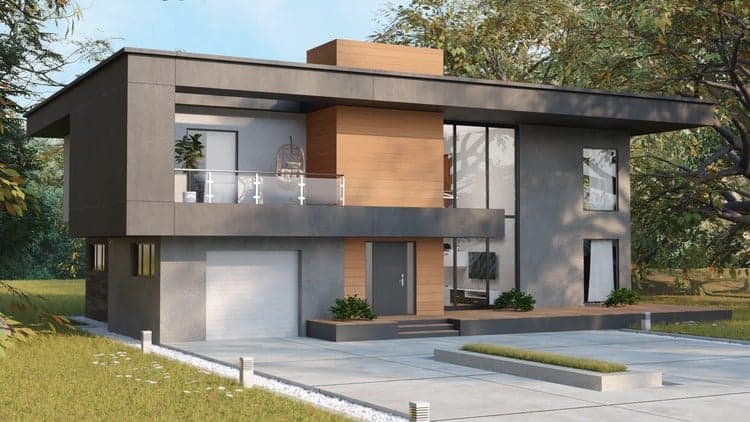 Build a modern villa with accurate measurements in Blender